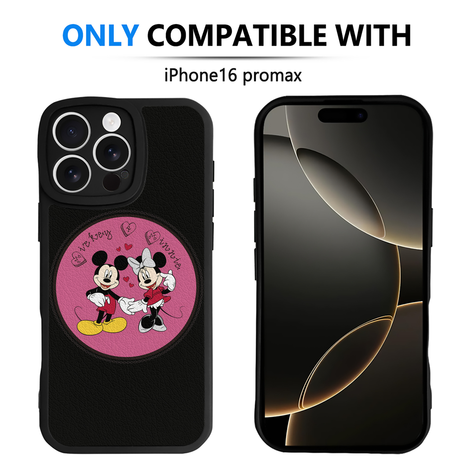 （画像用） ミッキーマウス Mickey Mouse 【iPhone 16シリーズ対応】シリコンスマホケース（レザー調） 材質：シリコン